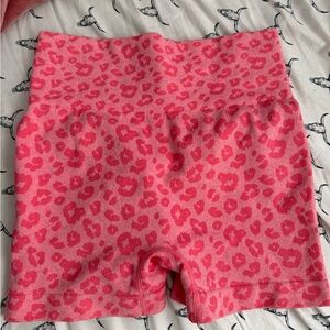 Pink Leopard Print Gym Shorts